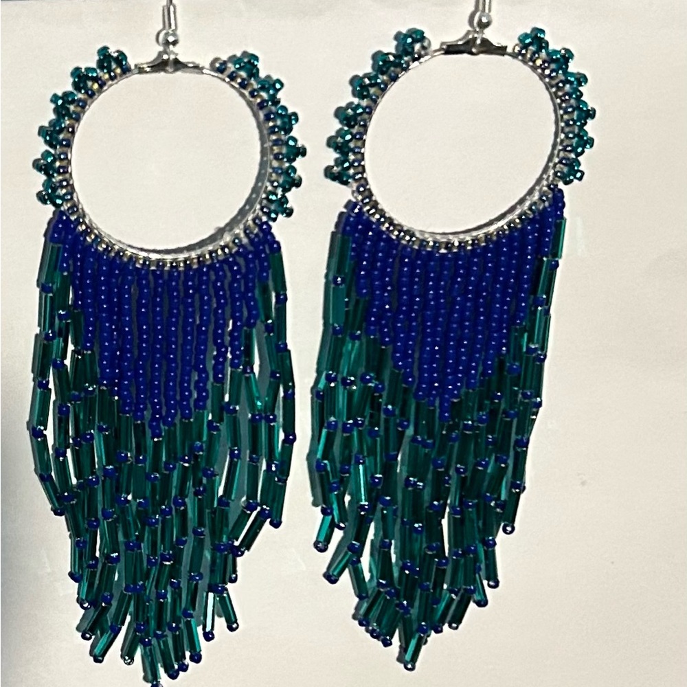 Beaded boho hoop earrings